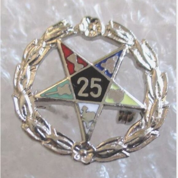 Other - NOS Vtg Order of the Eastern Star 25 Year Member Pin Silver Tone Masonic